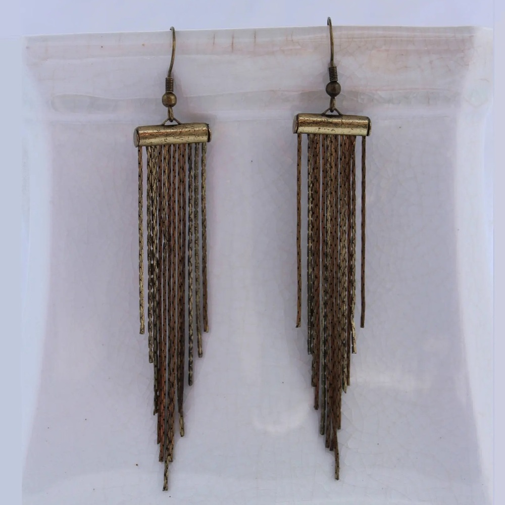 New Gold Tone Dangle Earrings Chain Earrings Chain Jewelry Long Earrings